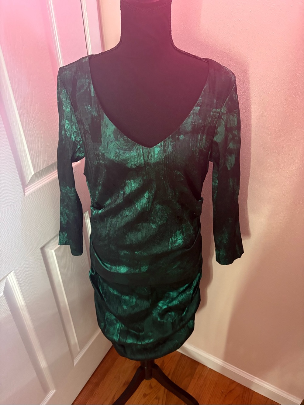 Sara Campbell Black and Deep Green Evening Dress